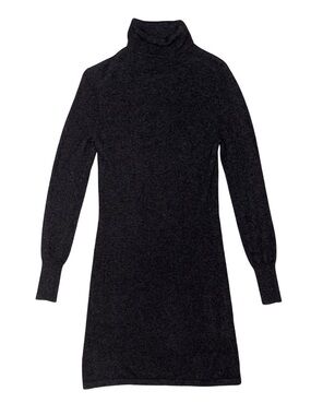 Dark Grey Cashmere Turtleneck Sweater Dress